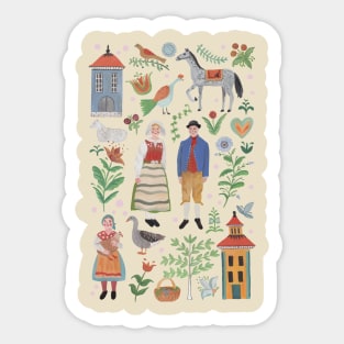 Swedish Folk Art Sticker